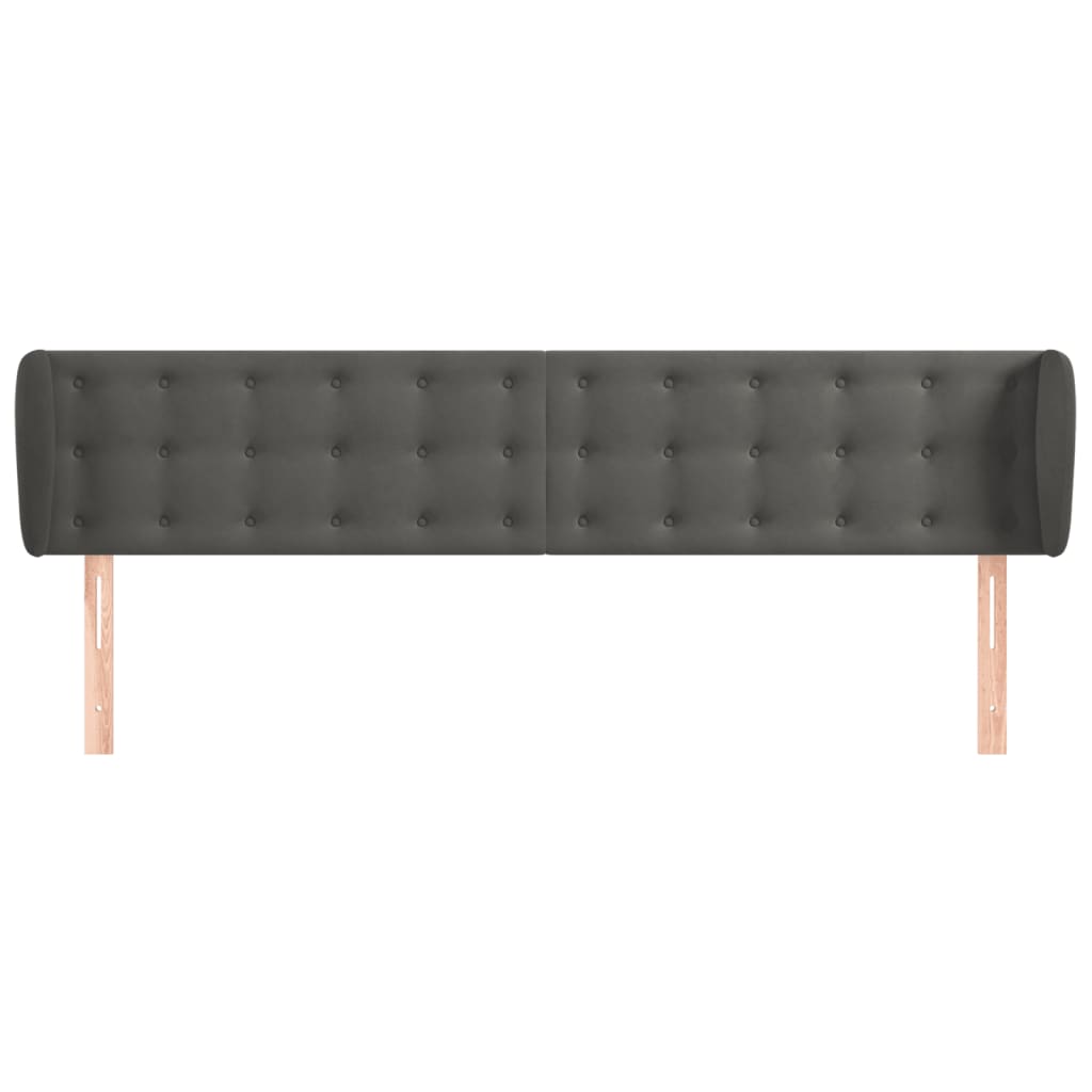 vidaXL Hoofdbord met randen 203x23x78/88 cm fluweel donkergrijs afbeelding