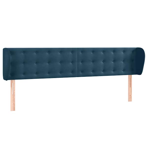 vidaXL voodipeats servadega, tumesinine, 203x23x78/88 cm, samet