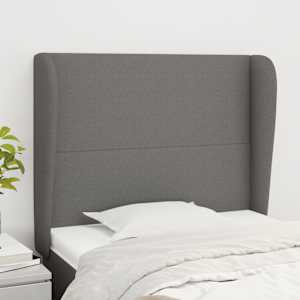 Čelo postele typu ušák tmavě šedé 83 x 23 x 118/128 cm textil - obrázek 1