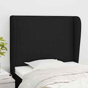 Čelo postele typu ušák černé 83 x 23 x 118/128 cm textil - obrázek 1