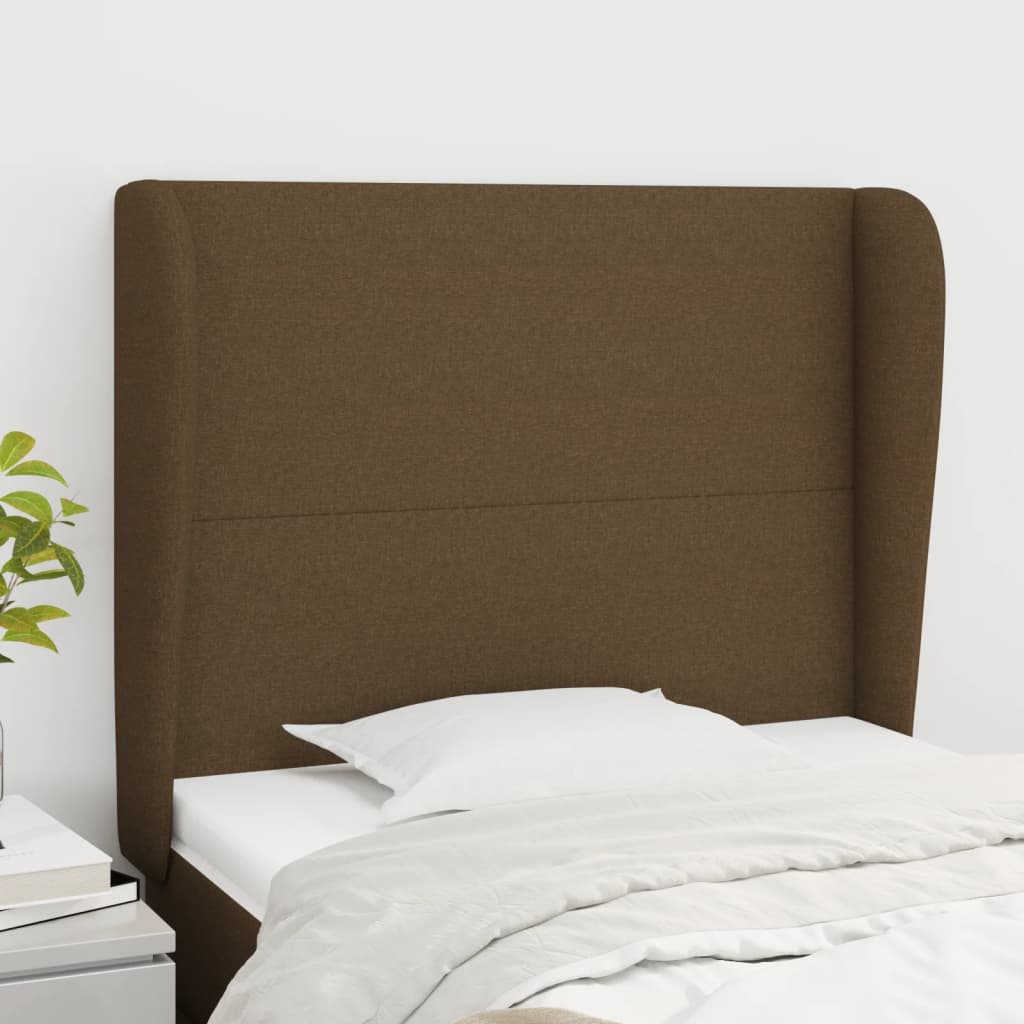 vidaXL Tăblie de pat cu aripioare maro închis 83x23x118/128 cm textil