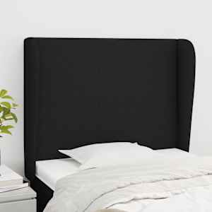 Čelo postele typu ušák černé 93x23x118/128 cm textil - obrázek 1