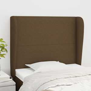 Čelo postele typu ušák tmavě hnědé 93x23x118/128 cm textil - obrázek 1