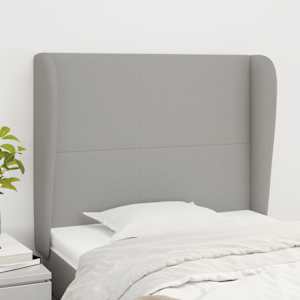 Čelo postele typu ušák světle šedé 103x23x118/128 cm textil - obrázek 1
