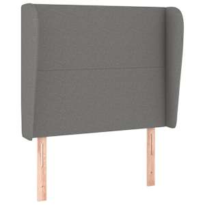Čelo postele typu ušák tmavě šedé 103x23x118/128 cm textil - obrázek 2