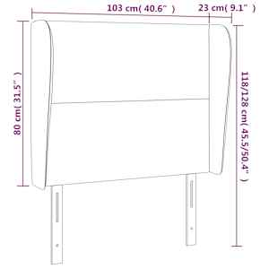 Čelo postele typu ušák tmavě hnědé 103x23x118/128 cm textil - obrázek 9