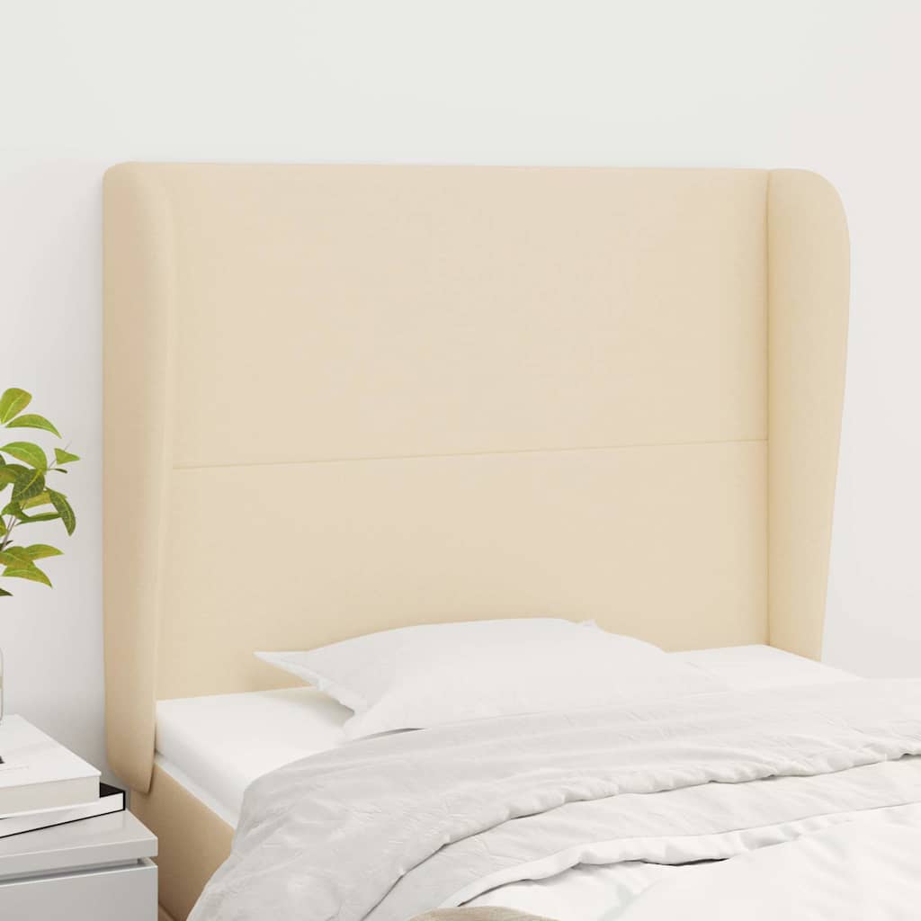 Testiera Ad Orecchio Crema 103x23x118/128 Cm In Tessuto - Vidaxl