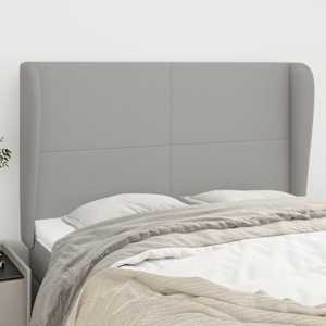 Čelo postele typu ušák světle šedé 147x23x118/128 cm textil - obrázek 1