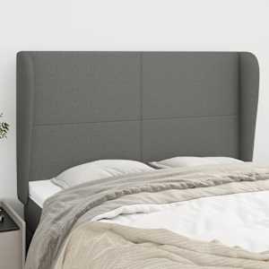 Čelo postele typu ušák tmavě šedé 147x23x118/128 cm textil - obrázek 1