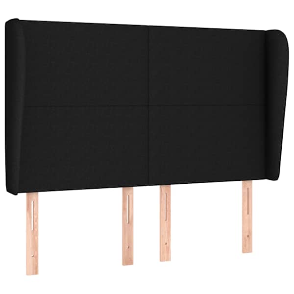 vidaXL voodipeats servadega, must, 147x23x118/128 cm, kangas