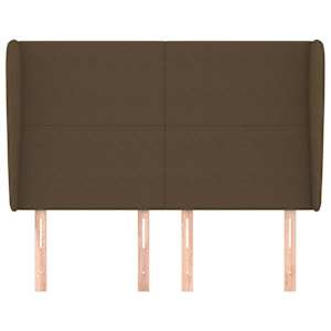 Čelo postele typu ušák tmavě hnědé 147x23x118/128 cm textil - obrázek 3