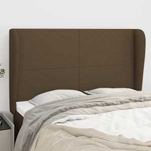 Čelo postele typu ušák tmavě hnědé 147x23x118/128 cm textil - obrázek 1