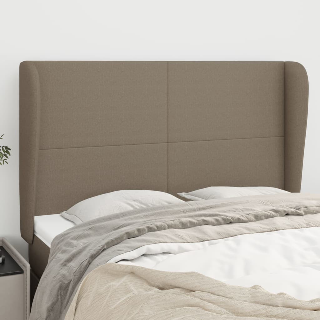 vidaXL Kopfteil mit Ohren Taupe 147x23x118/128 cm Stoff