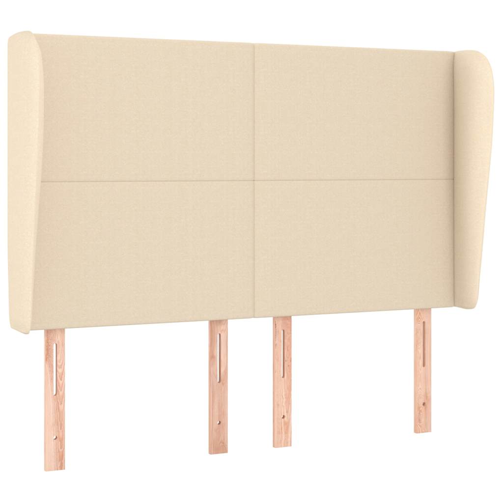 vidaXL Tăblie de pat cu aripioare, crem, 147x23x118/128 cm, textil