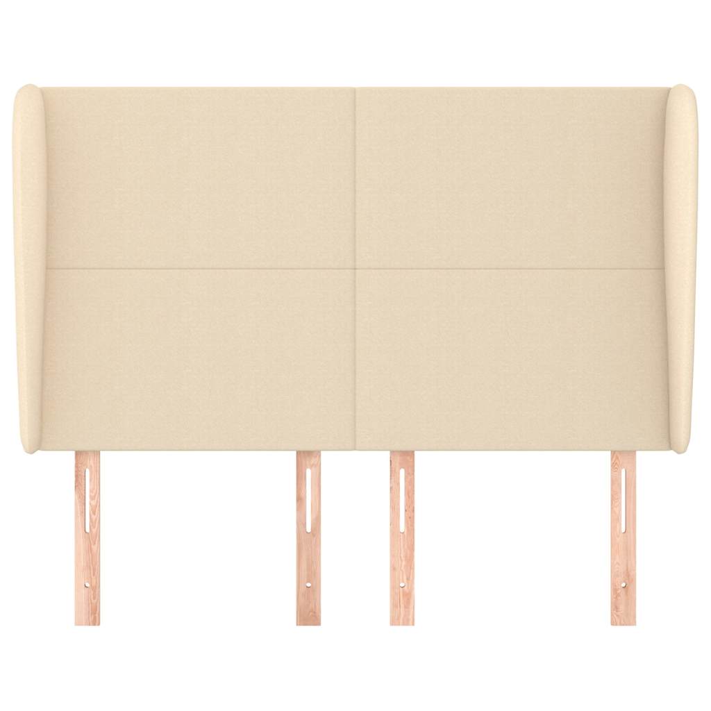 vidaXL Hoofdbord met randen 147x23x118/128 cm stof crèmekleurig, foto 2