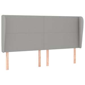 Čelo postele typu ušák světle šedé 163x23x118/128 cm textil - obrázek 2