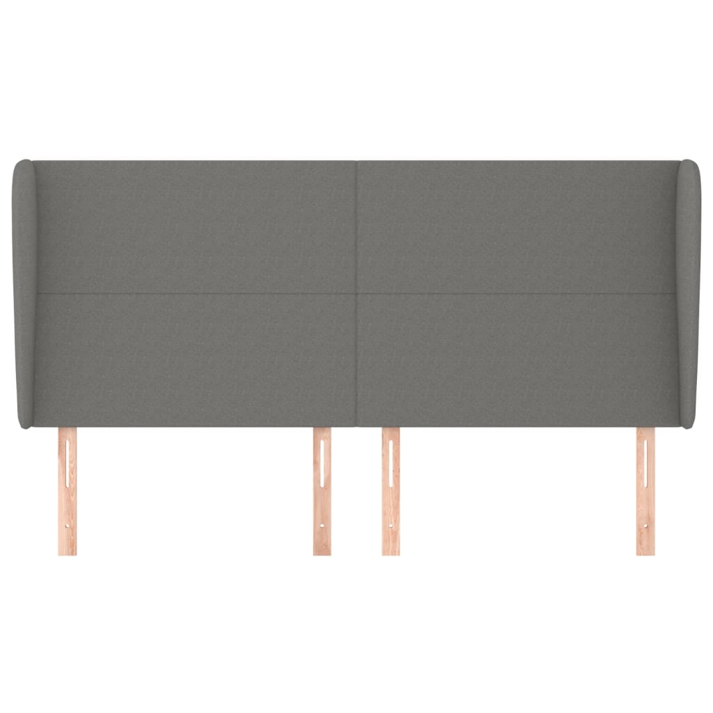 vidaXL Hoofdbord met randen 163x23x118/128 cm stof donkergrijs afbeelding