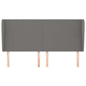 Čelo postele typu ušák tmavě šedé 163x23x118/128 cm textil - obrázek 3