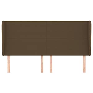 Čelo postele typu ušák tmavě hnědé 163x23x118/128 cm textil - obrázek 3