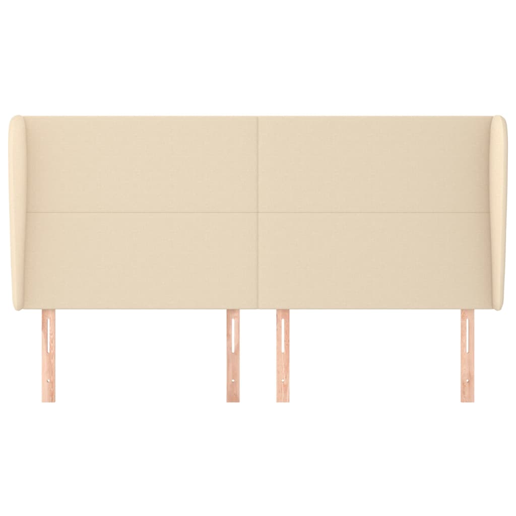 vidaXL Hoofdbord met randen 163x23x118/128 cm stof crèmekleurig afbeelding