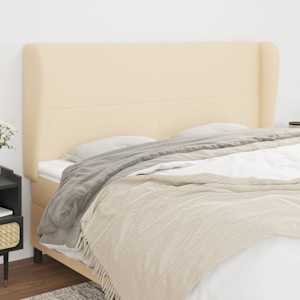 Vzglavje z ušesi krem 163x23x118/128 cm blago