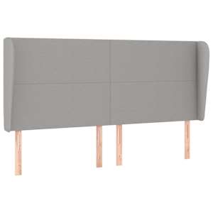 Čelo postele typu ušák světle šedé 183x23x118/128 cm textil - obrázek 2