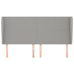 Čelo postele typu ušák světle šedé 183x23x118/128 cm textil - obrázek 3
