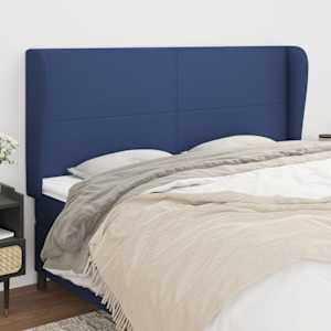Čelo postele typu ušák modré 183x23x118/128 cm textil - obrázek 1