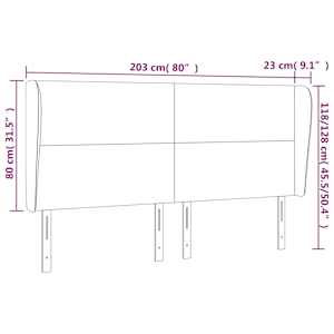 Čelo postele typu ušák světle šedé 203x23x118/128 cm textil - obrázek 9