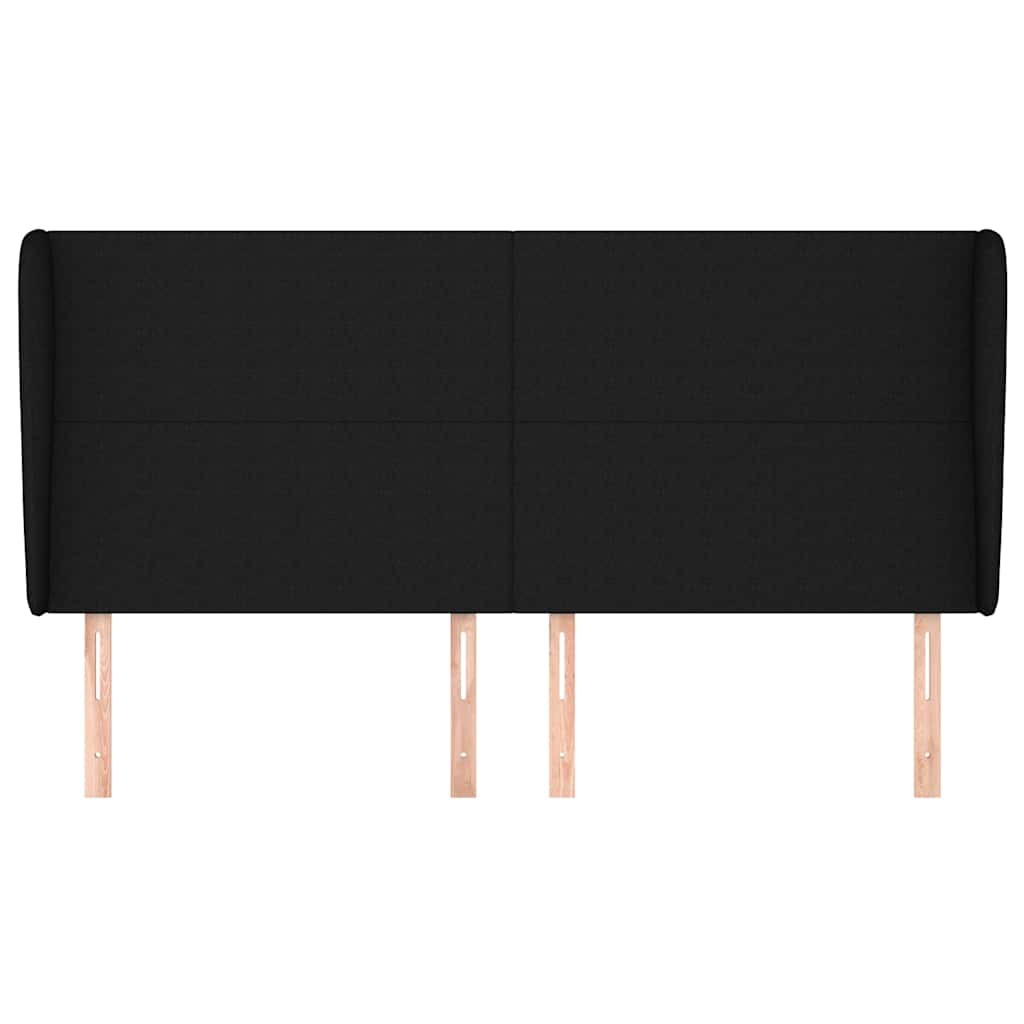 vidaXL Hoofdbord met randen 203x23x118/128 cm stof zwart, foto 2