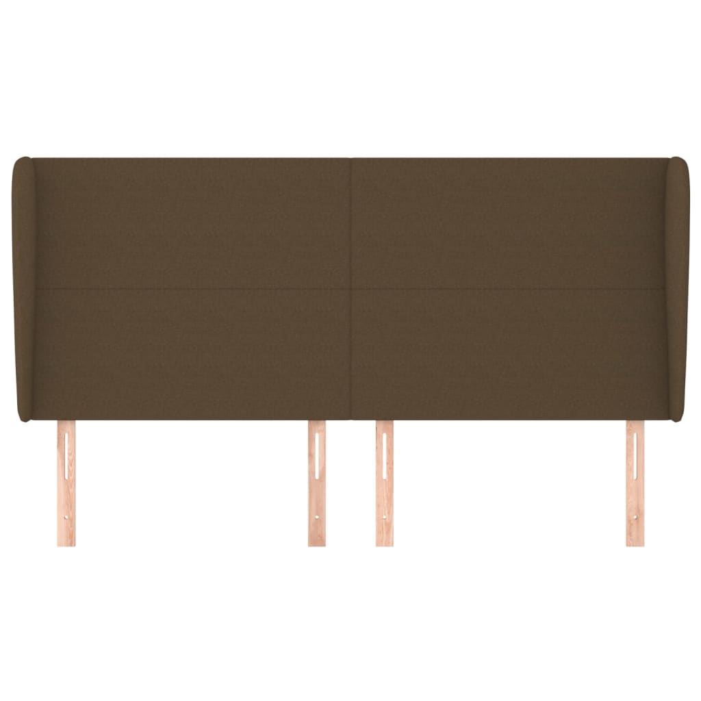 vidaXL Hoofdbord met randen 203x23x118/128 cm stof donkerbruin afbeelding