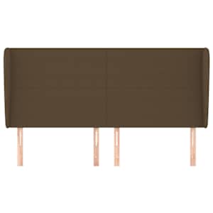 Čelo postele typu ušák tmavě hnědé 203x23x118/128 cm textil - obrázek 3