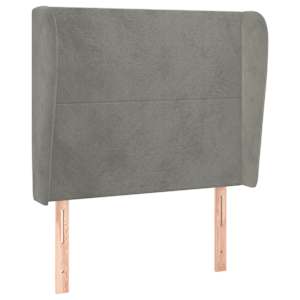 Čelo postele typu ušák světle šedé 83 x 23 x 118/128 cm samet - obrázek 2