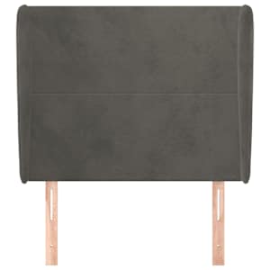 Čelo postele typu ušák tmavě šedé 83 x 23 x 118/128 cm samet - obrázek 3