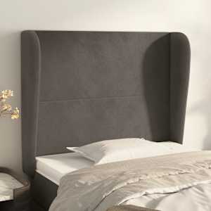 Čelo postele typu ušák tmavě šedé 83 x 23 x 118/128 cm samet - obrázek 1