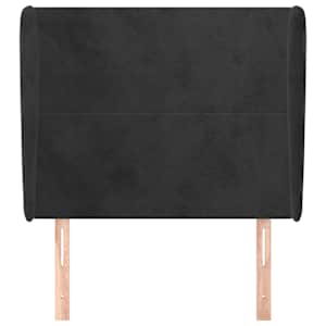 Čelo postele typu ušák černé 83 x 23 x 118/128 cm samet - obrázek 3