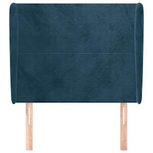 Čelo postele typu ušák tmavě modré 83 x 23 x 118/128 cm samet - obrázek 3