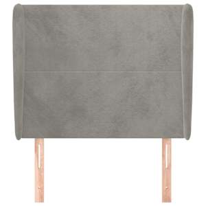 Čelo postele typu ušák světle šedé 93 x 23 x 118/128 cm samet - obrázek 3