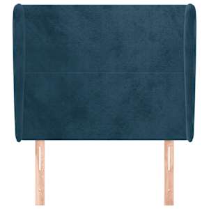 Čelo postele typu ušák tmavě modrá 93x23x118/128 cm samet - obrázek 3