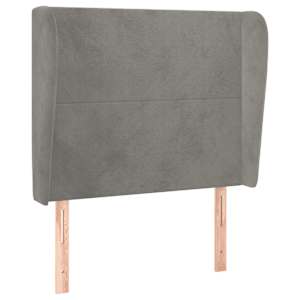 Čelo postele typu ušák světle šedé 103x23x118/128 cm samet - obrázek 2