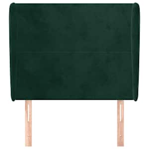 Čelo postele typu ušák tmavě zelená 103x23x118/128 cm samet - obrázek 3
