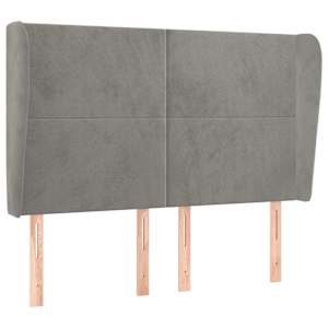 Čelo postele typu ušák světle šedé 147x23x118/128 cm samet - obrázek 2