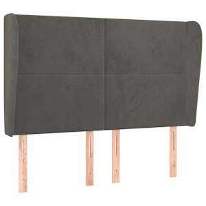 Čelo postele typu ušák tmavě šedé 147x23x118/128 cm samet - obrázek 2