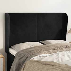 Čelo postele typu ušák černé 147x23x118/128 cm samet - obrázek 1