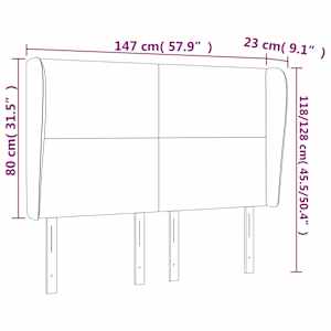 Čelo postele typu ušák tmavě šedé 147x23x118/128 cm samet - obrázek 9