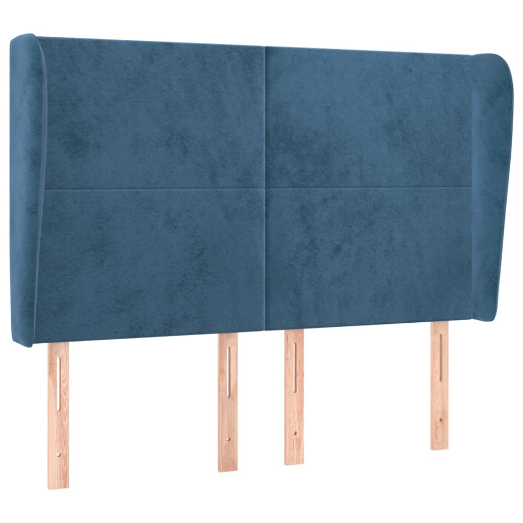 vidaXL Čelo postele typu ušák tmavě modrá 147x23x118/128 cm samet