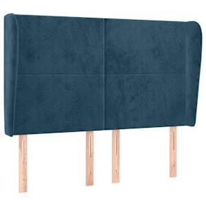 Čelo postele typu ušák tmavě modrá 147x23x118/128 cm samet - obrázek 2