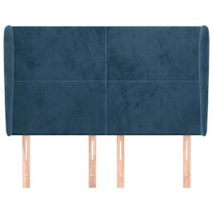 Čelo postele typu ušák tmavě modrá 147x23x118/128 cm samet - obrázek 3