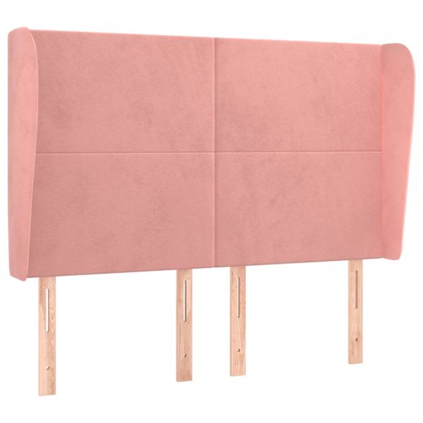 vidaXL voodipeats servadega, roosa, 147x23x118/128 cm, samet
