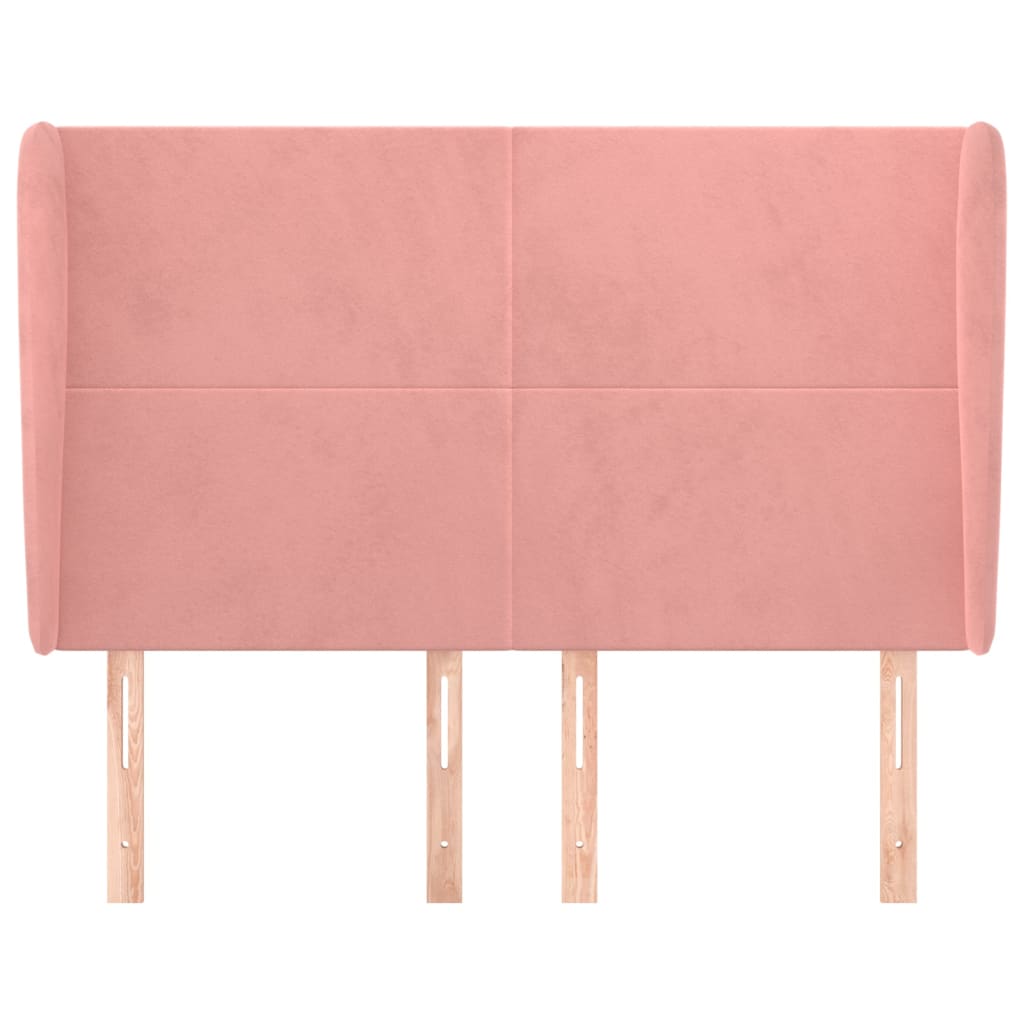 vidaXL Hoofdbord met randen 147x23x118/128 cm fluweel roze afbeelding